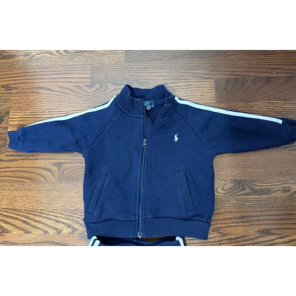 Polo Ralph Lauren Toddler 18M Navy Blue Cotton Tracksuit Jacket Jogger Set